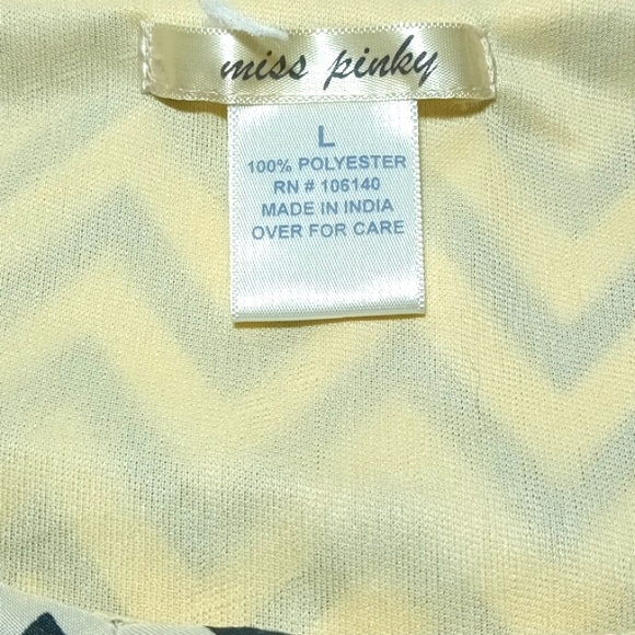 Miss Pinky 100% Polyester Light Creamy & Black Casual Dress Made In India Size L - Picture 12 of 15